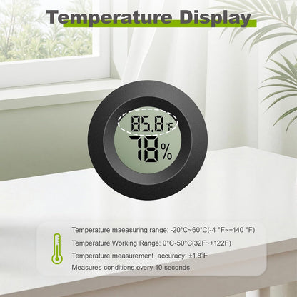 4-Pack Mini Hygrometer Thermometer, Indoor Temperature Humidity Monitor | Digital LCD Humidity Meter, Reptile Thermometer Fahrenheit (℉)/Celsius (℃) for Incubators, Greenhouse Gardens, Cellars, Jars