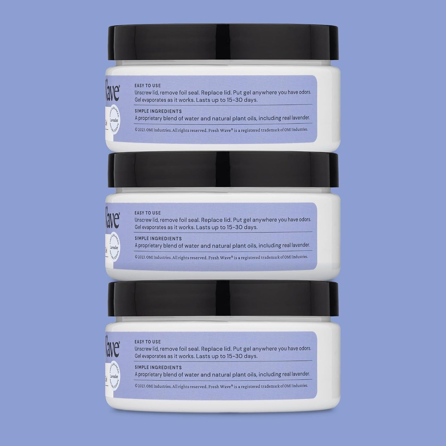 Fresh Wave Original Odor Eliminator Gel 3-Pk 7 oz - Air Freshener for Home | Plant-based essential oils. Lasts 15-30 days per jar. No plug-in needed. Pet-safe, closet and bathroom deoderizer.