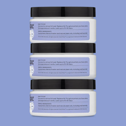 Fresh Wave Original Odor Eliminator Gel 3-Pk 7 oz - Air Freshener for Home | Plant-based essential oils. Lasts 15-30 days per jar. No plug-in needed. Pet-safe, closet and bathroom deoderizer.