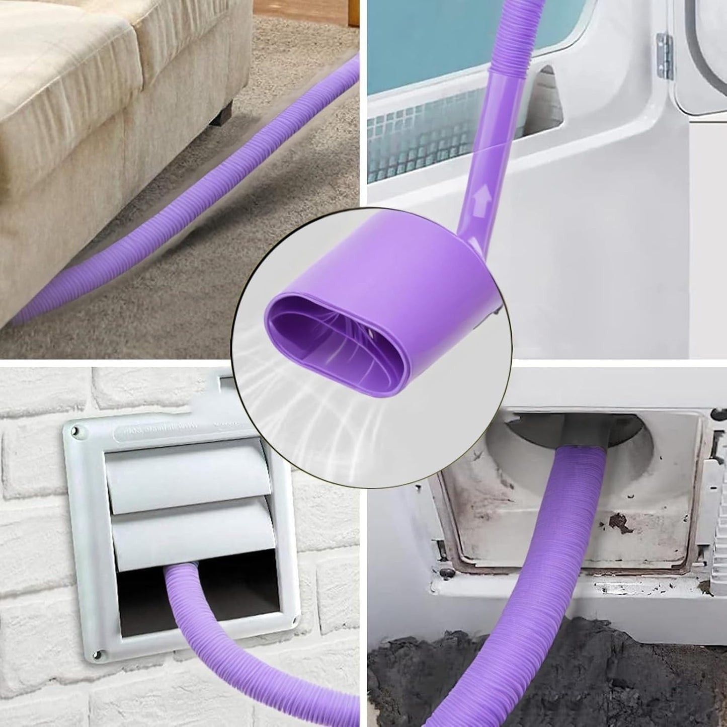 JEDELEOS Dryer Vent Lint Attachments for Dyson V15 V15s Gen5 V12 V11 V10 V8 V7 Vacuum Nozzle Hose Crevice Flexible Lint Removal Tool Dryer Vent Cleaner Kit (Gray)