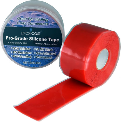 Proxicast Self Fusing Silicone Tape Waterproof - 1.5" x 15' Roll - Black | 30 mil Thick Weatherproof Rubber Coax Tape for Antennas, Electrical Wires, Pipe Leaks, Emergency Repairs - ANT-900-002