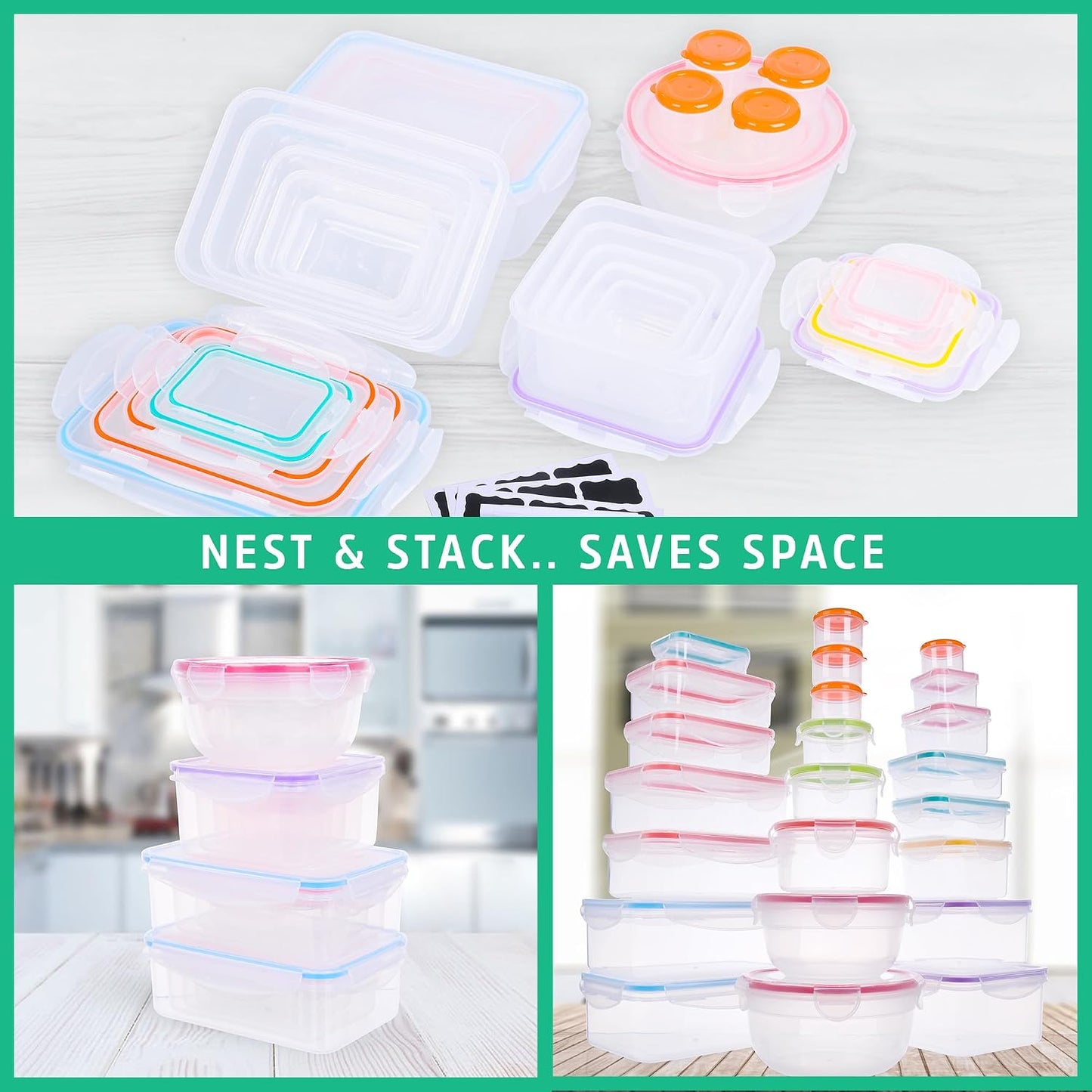 5 Pack Large Fruit Storage Containers for Fridge with Removable Colander | Plastic Food Storage Containers with Lids Airtight-Leak Proof Refrigerator Organizers and Storage of Vegetable