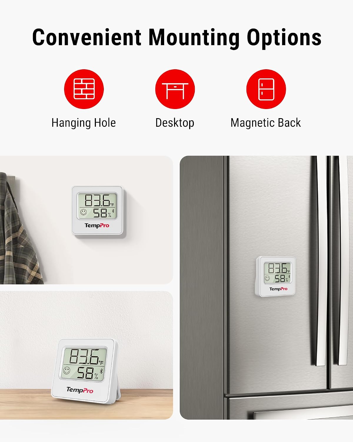 TempPro TempAir Hygrometer Indoor Thermometer for Home | Room Thermometer Humidity Meter with Accurate Temperature Humidity Sensor for Greenhouse Baby Room Office-1 Pack