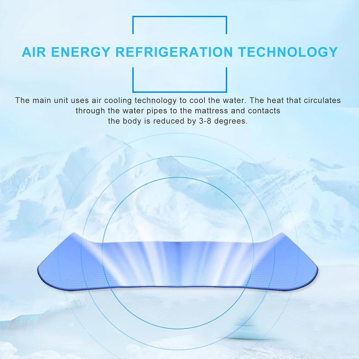Portable Bed Cooling System Fan - 4 Wind Speed & Maximum Fan Speed 2500 rpm - Electric Water-Cooled Mattress, for/Bedroom/Desk/Room/Tabletop (Black, Double)