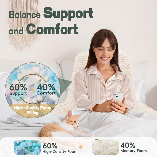 21" Higher Large Reading Pillow for Bed Adult, Back Pillow for Bed Sitting Up with Memory Foam Back Support with Arms Rest for Couch Chair Gray
