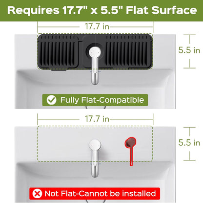 24 Inch Silicone Faucet Mat for Kitchen Sink Splash Guard – Upgraded Draining Mat with Water Tray Behind Faucet – Countertop Protectors to Catch Spills (Black, 24" x 5.5" )