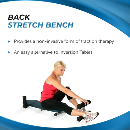 Stamina Products InLine Back Stretch Bench System, Blue Gray | Home Gym Equipment to Decompress Spine and Joints for Inversion Traction Therapy