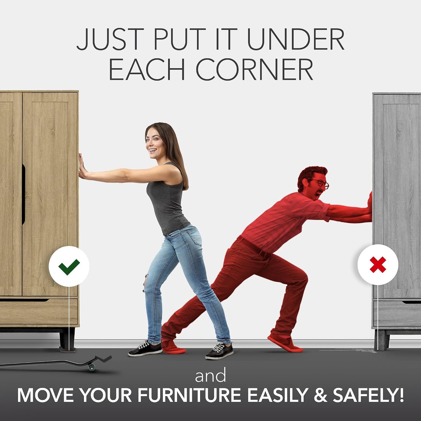 X-Protector Furniture Lifter Tool - Premium Furniture Jack Lifting Tool | Lift Furniture Easily - Appliance Lifter with 4.3" Adjustable Height - Ideal Jack to Lift Furniture Easily with No Effort