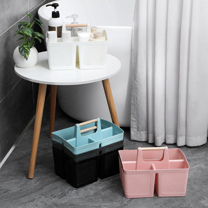 rejomiik Plastic Shower Caddy, Portable Shower Basket with Handle, Cream | Cleaning Caddy Organizer for Bathroom, College Dorm Room Essentials, Storage Tote