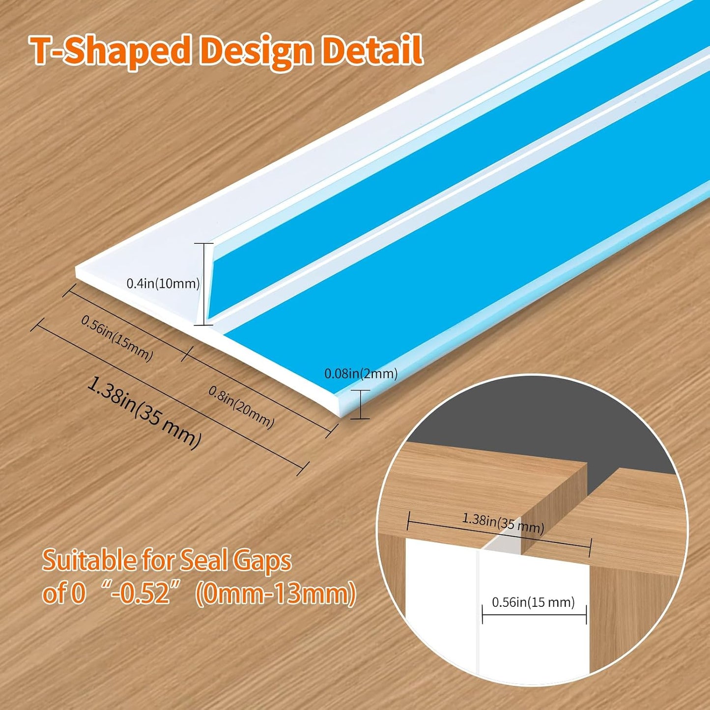 T-Shaped Rubber Weather Stripping Door Seal Extra Thick 2mm, 2 in x 20 Ft Heavy-Duty Alien Draft Seal Insulation Tape for Doors, Windows and Glass Shower Sweep Gaps(Clear)