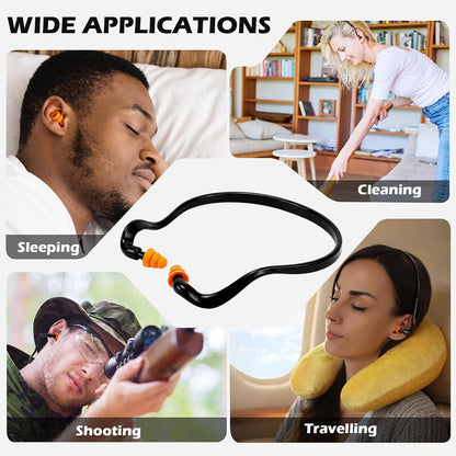 Relaxweex 100 Pairs Banded Earplugs Bulk for Hearing Protection | Band Silicone Ear Plugs for Shooting Reusable Earplug for Noise Reduction Sleeping Travel Sports Racing Construction Work