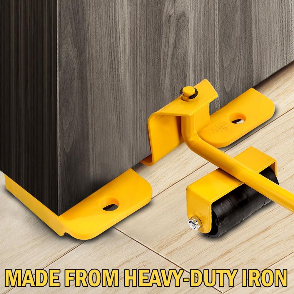 Vivicreate Furniture Lifter Mover Tool Set with Wheels Heavy Duty Moving Dolly Kit for Sofa Bed Cabinet Washing Machine Appliance Sliders Rollers Easy Moving Tool llantas para Mover muebles (Yellow)