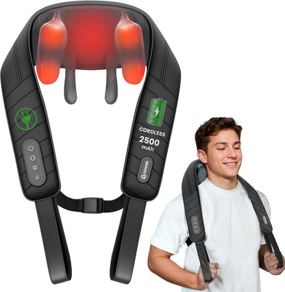 COMFIER Shiatsu Neck and Shoulder Massager with Heat,White Elephant Gifts for Adults,4D Deep Kneading Massage Pillow with Heat, Back Massager, Pillow Massage,Jet Black