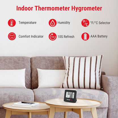 TempPro TempAir Hygrometer Indoor Thermometer for Home | Room Thermometer Humidity Meter with Accurate Temperature Humidity Sensor for Greenhouse Baby Room Office-1 Pack