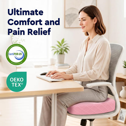 TushGuard Office/ Car Seat Cushion, Non-Slip Sciatica & Back Coccyx Tailbone Pain Relief Chair Pad, Memory Foam Butt Pillow for Computer Desk, Wheelchair, Driving (Black)