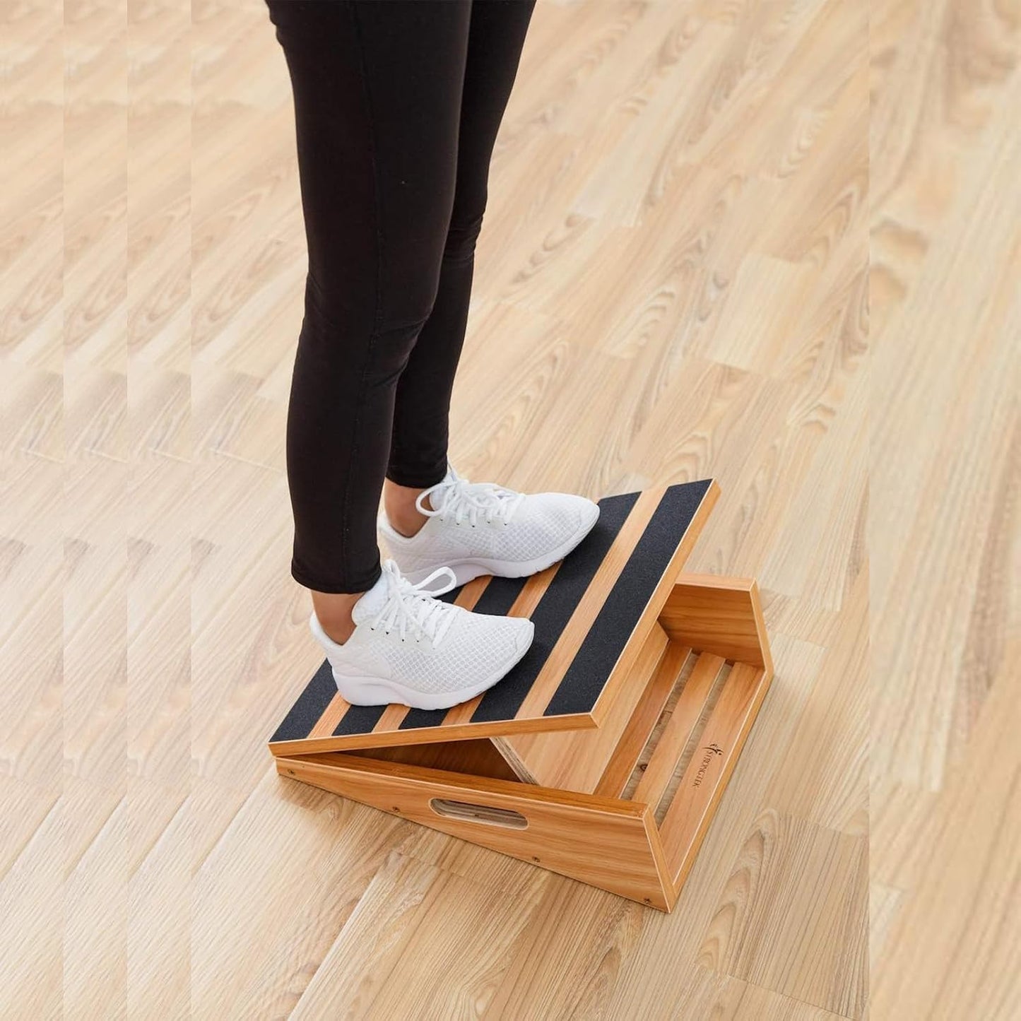 StrongTek Wooden Slant Board, Adjustable Incline, Side Handles, Non-Slip | Standard and XL Sizes, Full or Partial Non-Slip Surfaces, Side Carry Handle, Calf and Ankle Stretching, Squats and Rehab