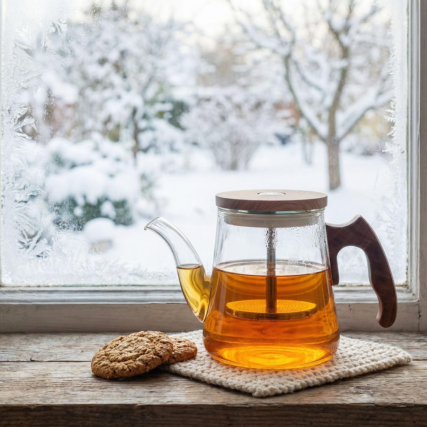 High Borosilicate Glass Teapot, 36 oz Thickened Heatproof Glass Teapot with Removable Stainless Steel Infuser and Lid, Stovetop Safe Tea Kettle, Hand Crafted Kettle, for Women and Adult