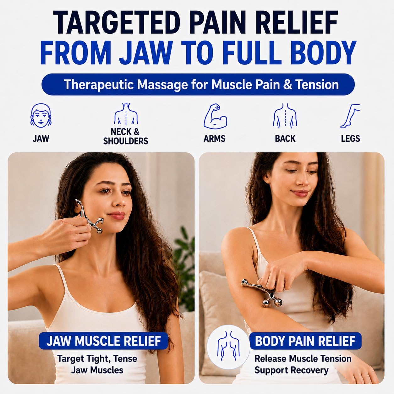 Melonsun Trigger Point Massage Tool for Pain Relief, Deep Tissue Massage & Gua Sha, Fascia Release Muscle Scraper Acupressure Tool for TMJ Relief, Muscle Recovery, Full-Body Massage & Therapists