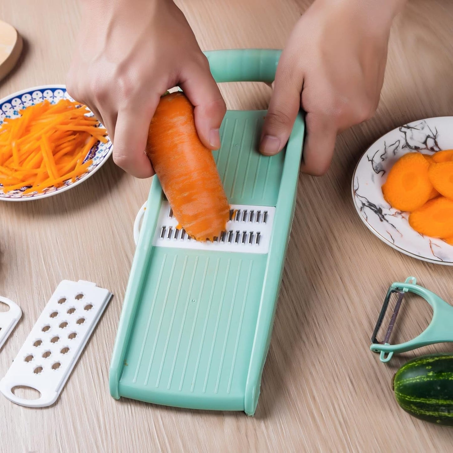 Mandoline Slicer for Kitchen 7-in-1 Mandoline Food Slicer | Potato/Cheese/Vegetable/Carrot/Cucumber Grater,Cutter, Grinder,Waffle Fry Cutter,Julienne Peeler