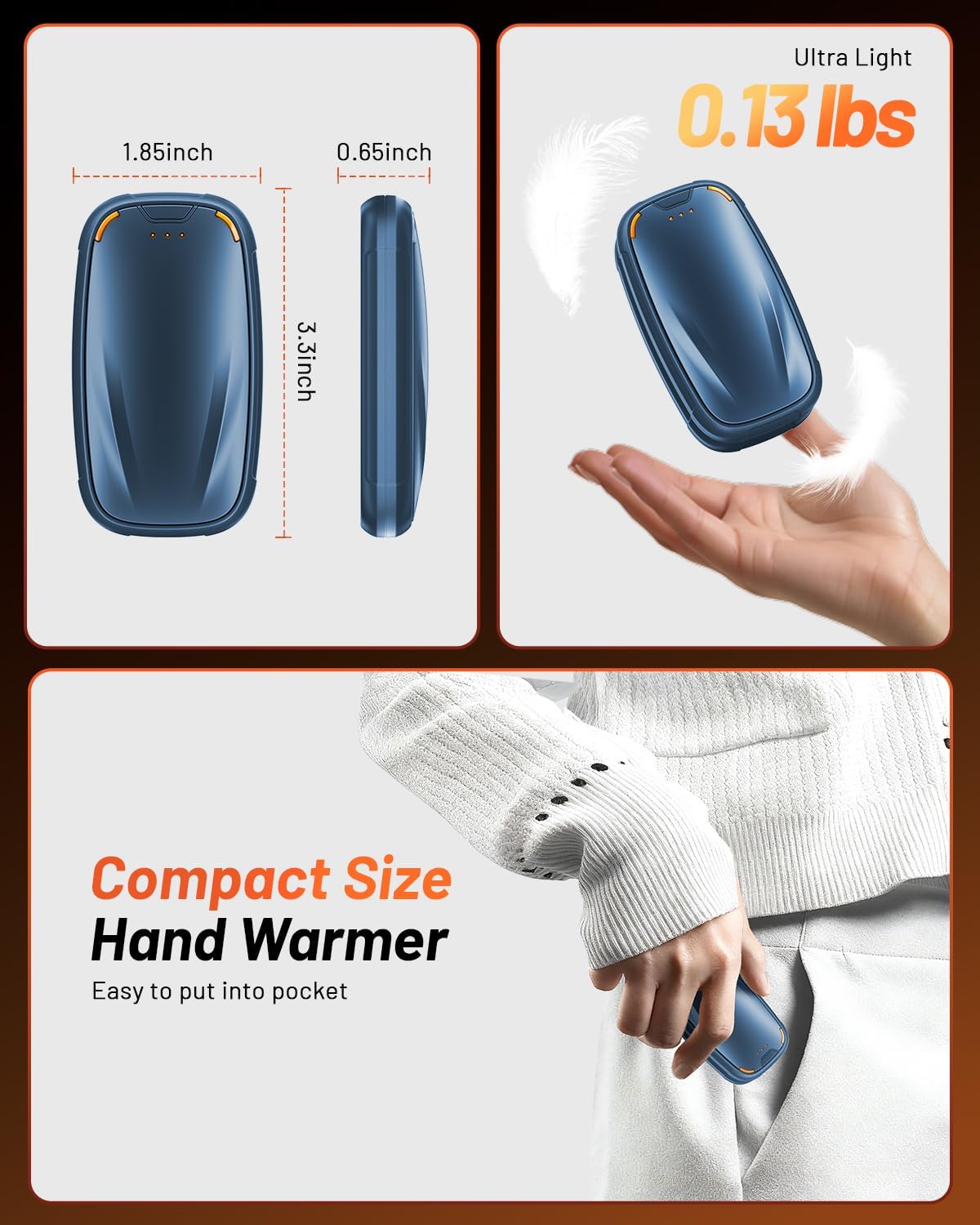 Hand Warmers Rechargeable 2 Pack, 3-Settings Rechargeable Hand Warmer, AI Smart Heating, Pocket Portable Electric Hands Warmer, Magnetic Handwarmers, A Winter for Kids and Loved Ones