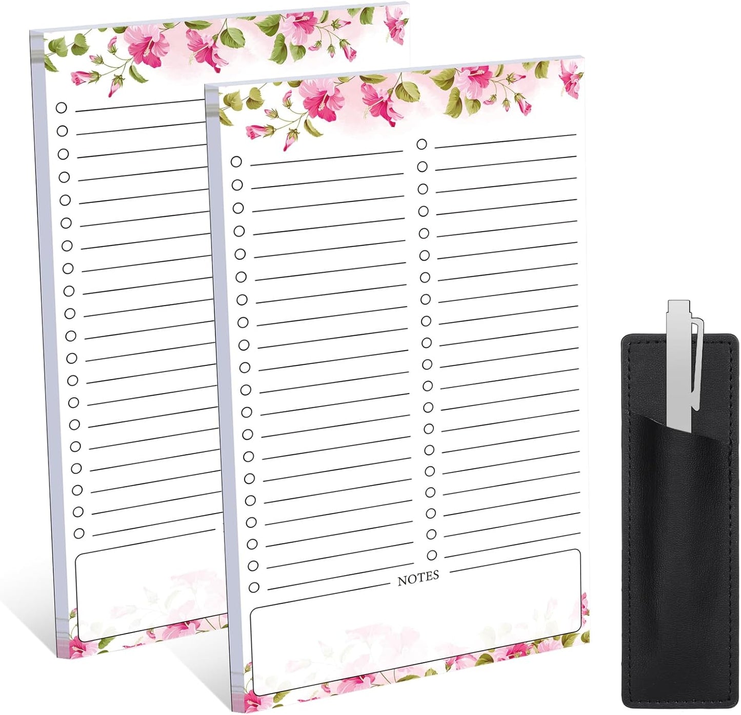 Thboxes 2 Pack Grocery List Magnet Pad for Fridge, 120 Sheets, Pen Holder | 4.5x7.5In Magnetic Grocery List Pad for Fridge, Full Back Shopping Checklist, Notepad for Kitchen, Home Office, Parents, Kids