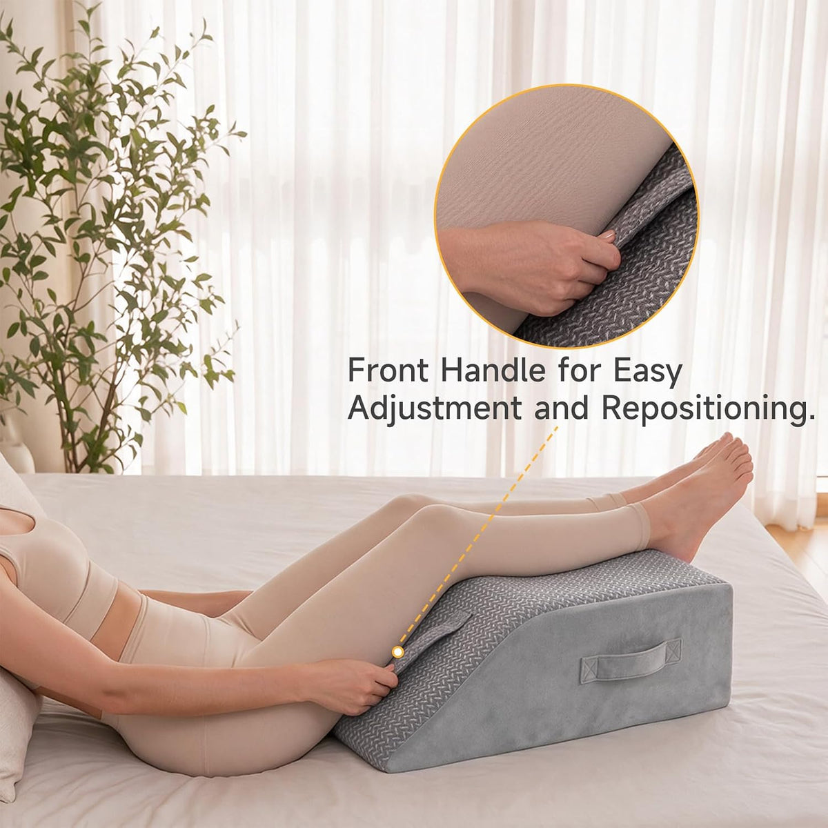 Wedge Pillow for Legs Elevation, 23.2x16.5x7.5in, White