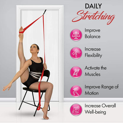 Stretching Strap with Door Anchor for Splits and Flexibility Training | Improve Leg Flexibility at Home, Ideal for Ballet, Dance, Cheerleading, Yoga, Pole Dance and Gymnastics