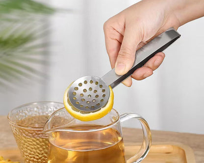 Stainless Steel Tea Tongs Round Perforated Loose Leaf Tea Filter Clips | Polished Tea Bag Squeezer with Round Holes Strains Loose Tea Leaves,Anti-Scald Long Handle Ensures Safe Use for Tea Brewing
