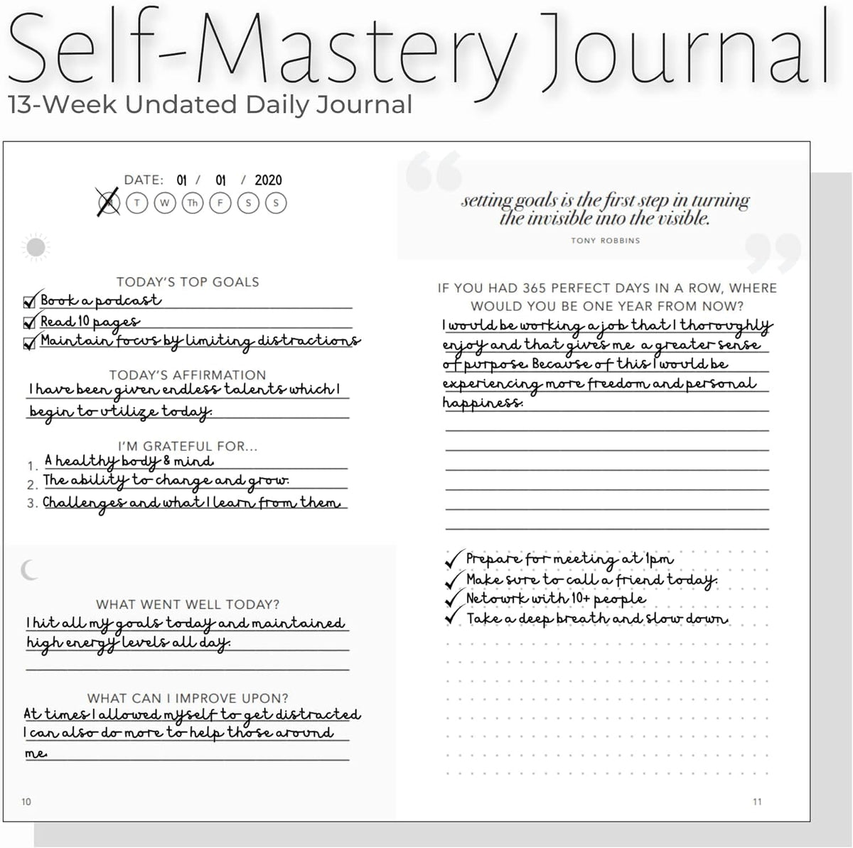 Self-Mastery Journal for Men with Prompts - 13 Week Guided Gratitude Journal - 5 Minute Journal - Reflection Manifestation Journals for Mindfulness - Self Care Journal - Goal Journal for Women & Men