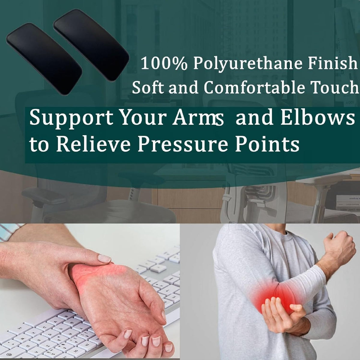 Chair Armrest Replacement, Arm Pad Caps Replacement for Haworth Zody Office Chair 1 Pair (Black)