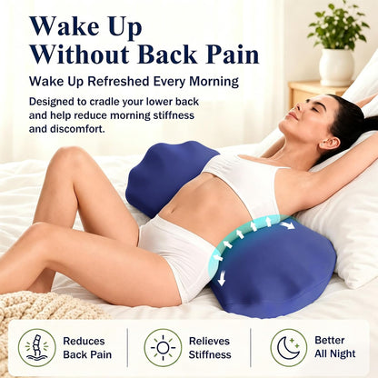 Fledano Lumbar Support Pillow for Bed – Memory Foam Lower Back Pain Relief Pillow for Sleeping, Ergonomic Lumbar Pillow for Side & Back Sleepers, Sciatica & Hip Pain Relief, Washable Cooling Cover