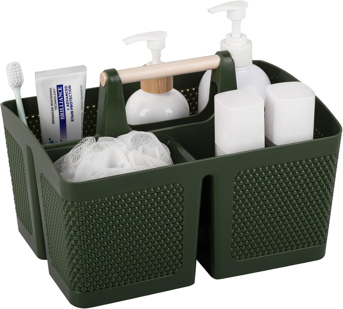 rejomiik Plastic Shower Caddy, Portable Shower Basket with Handle, Cream | Cleaning Caddy Organizer for Bathroom, College Dorm Room Essentials, Storage Tote
