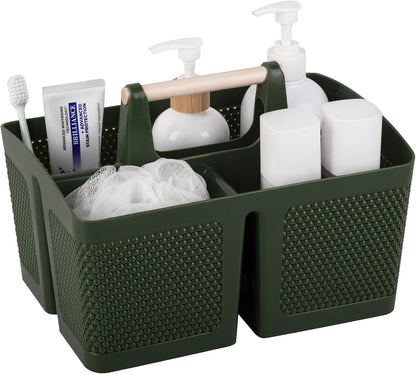 rejomiik Plastic Shower Caddy, Portable Shower Basket with Handle, Cream | Cleaning Caddy Organizer for Bathroom, College Dorm Room Essentials, Storage Tote