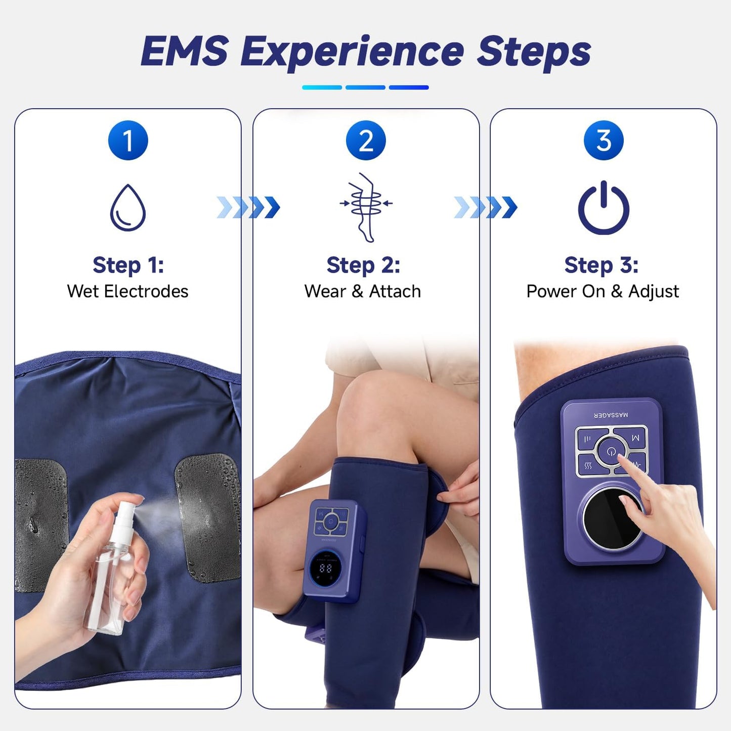 Leg Air Massager with Heat – Cordless Compression Wrap for Calves, Set of 2