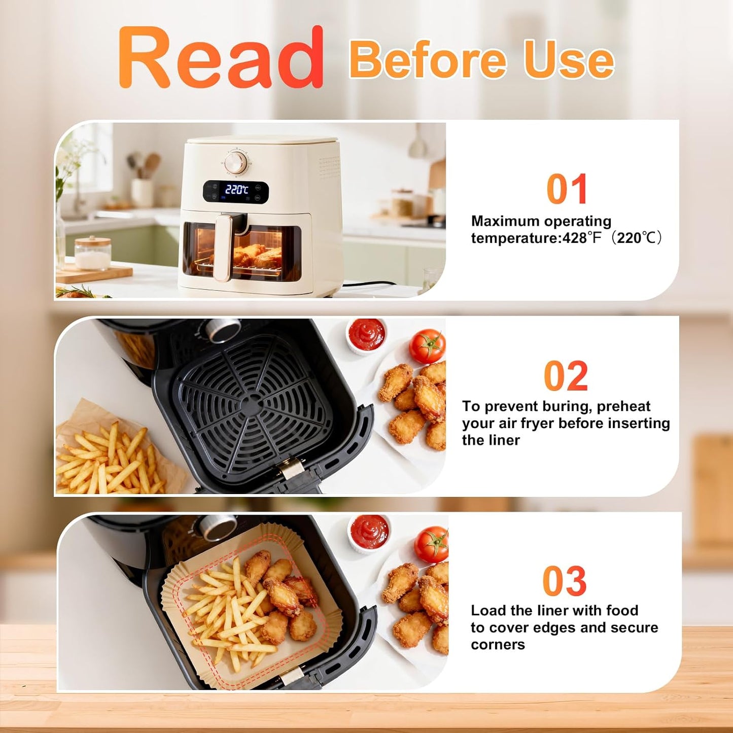 200PCS Air Fryer Liners for Ninja: Higher Non-Stick Disposable Parchment Paper Liner for Ninja DZ201/DZ401 Dual Airfryer Baking - Food Grade Ninja Air fryer Accessories (Rectangle - 8.6 x 5.5 inch)