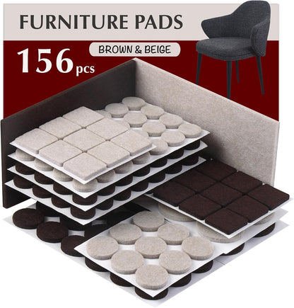 Felt Furniture Pads - 156pcs Black - Chair Leg Floor Protectors - Felt Pads | Furniture Sliders for Hardwood Floors, Chair Foot Pads, Furniture Legs, Felt Pads for Chairs, Floor Protectors for Furniture