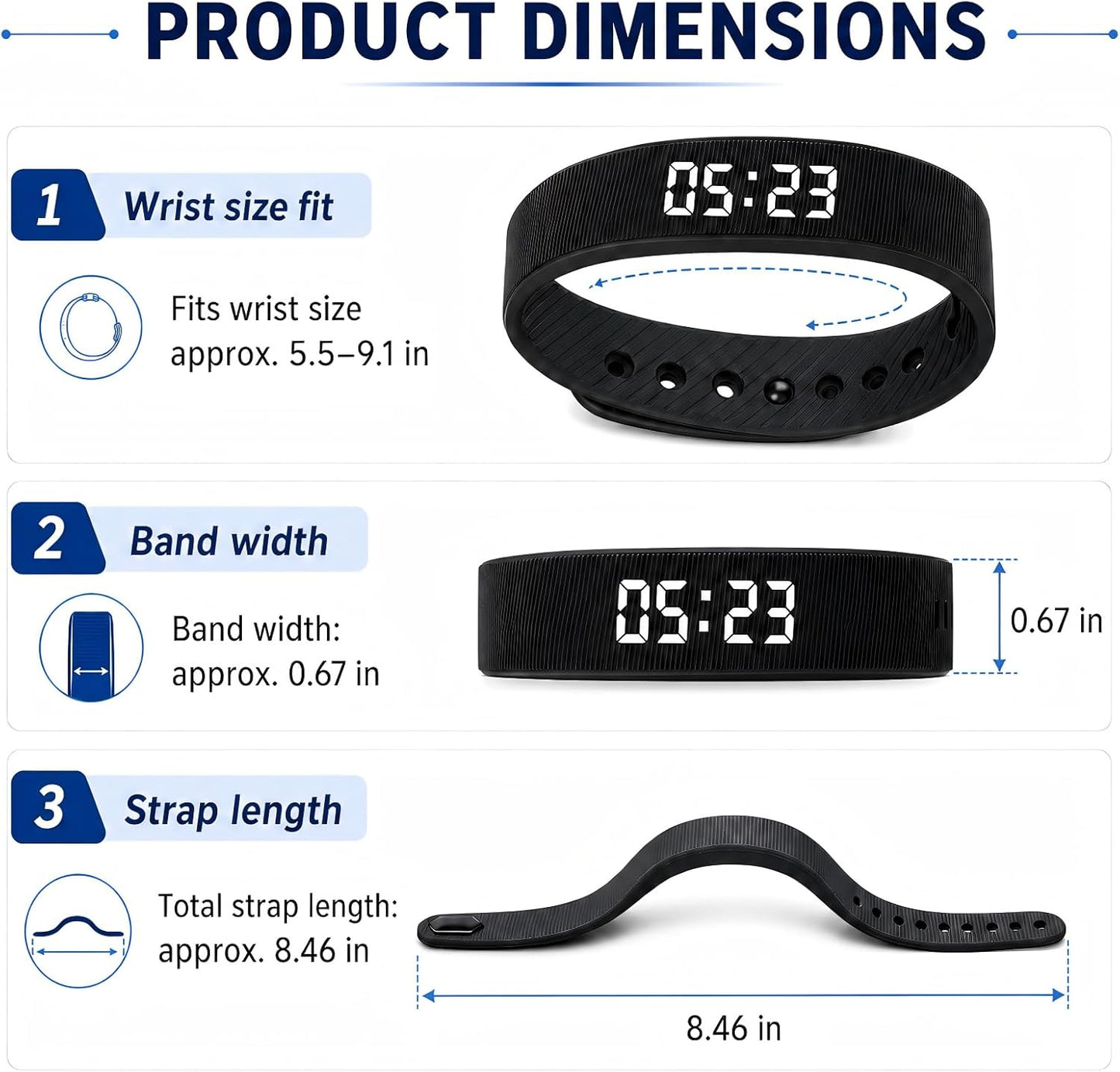 Vibrating Alarm Wristband for Heavy Sleepers with 3 Alarms | Silent Wrist Vibration / Ideal for Couples, Roommates and Shift Workers / Dorms and Travel
