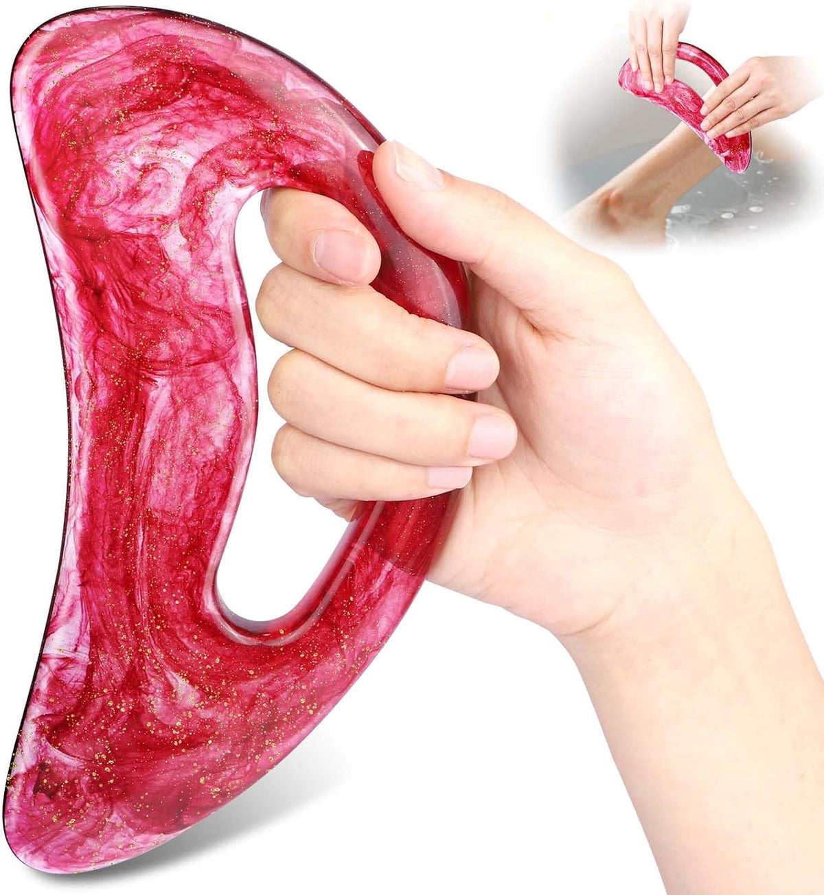Professional Gua Sha Massage Tool for Body Contouring & Anti-Cellulite, Large Resin Lymphatic Drainage Board with Dual-Sided Design - Face and Back Massager for Women/Men, Home Spa Care(Pink)