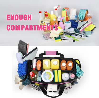 Wearable Cleaning Caddy Bag, Cleaning Caddy Supplies Organizer with Handles for Cleaners & Housekeeper, Under Sink & Car Cleaning Tool Organizers Bag with Adjustable Shoulder Strap&Waist Belt