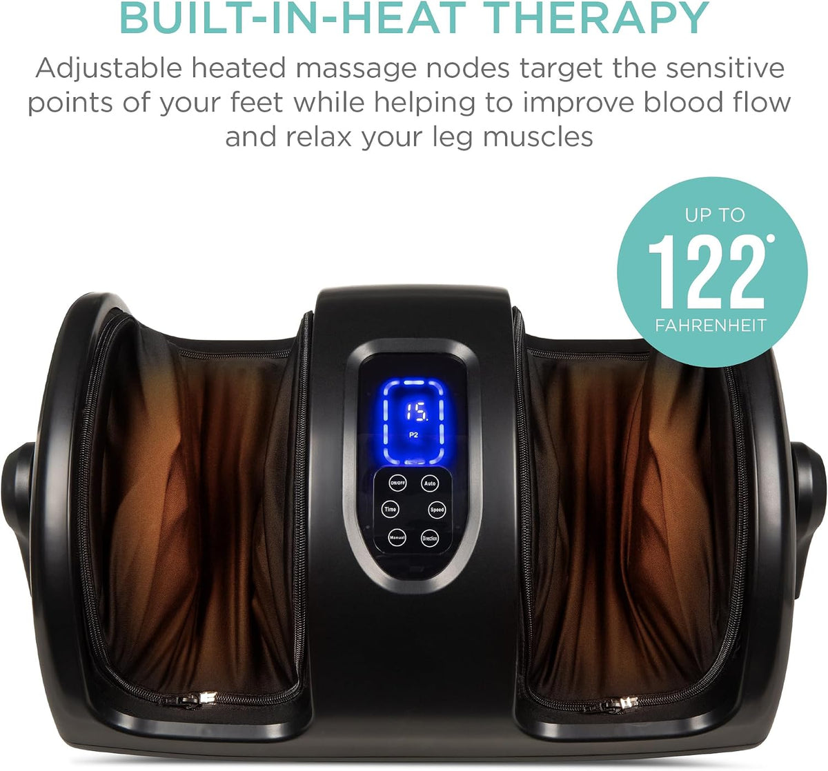 Best Choice Products Shiatsu Foot Massager with Heat for Plantar Fasciitis & Neuropathy, Kneading Foot & Calf Massager with Remote, 360° Adjustable Handle, Rolling & Compression Massage - Navy