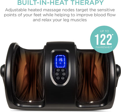 Best Choice Products Shiatsu Foot Massager with Heat for Plantar Fasciitis & Neuropathy, Kneading Foot & Calf Massager with Remote, 360° Adjustable Handle, Rolling & Compression Massage - Navy