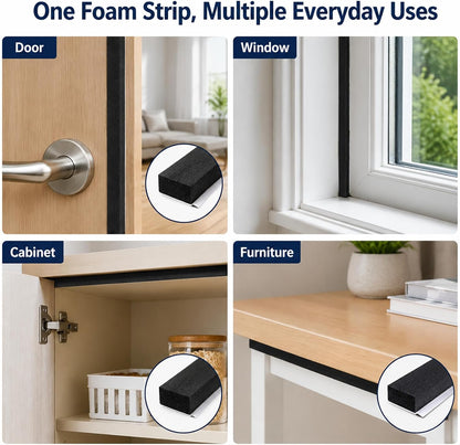 Weather Stripping Foam Tape 2 Rolls (1/2 in x 1/8 in x 16.4FT), Self Adhesive Door Seal for Small Gaps, Window Insulation, Draft Stopper Foam Strip Total 32.8 FT
