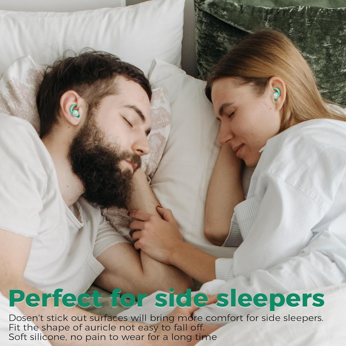 Noise Cancelling Ear Plugs for Sleeping - BUENSUENO 2 Pairs Reusable Washable Silicone Earplugs with Travel Case for Sleep, Work, Swimming, Sound Blocking Sleeping, Concert (HM Orange) (Light Green)