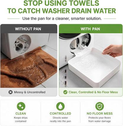 2026 New Front Load Washing Machine Drain Pan, Washer Water Catch Tray | Leak-Proof Tray for Basement Laundry Rooms, Apartments, Garages, Rentals, RVs, Floor Protection, 7*7 in