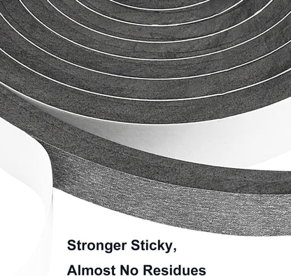 2 Rolls Foam Seal Tape for Door Window Insulation, Soundproof and Shockproof Foam Adhensive Strip, 3/8" Wx3/16 T Single Sided Foam Tape, Cold Air and Draft Closed Cell Seal Strip,Total 32FT