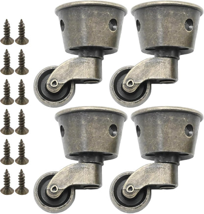 Anxingo 4 Pack 2.32 x 1.77 Inch Antique Zinc Alloy Swivel Cup Casters, Furniture Caster Wheels Universal Metal Pulley Wheels for Chair Cabinet Patio Table Sofas 1-3/4 Inch OD Vintage Green Bronze