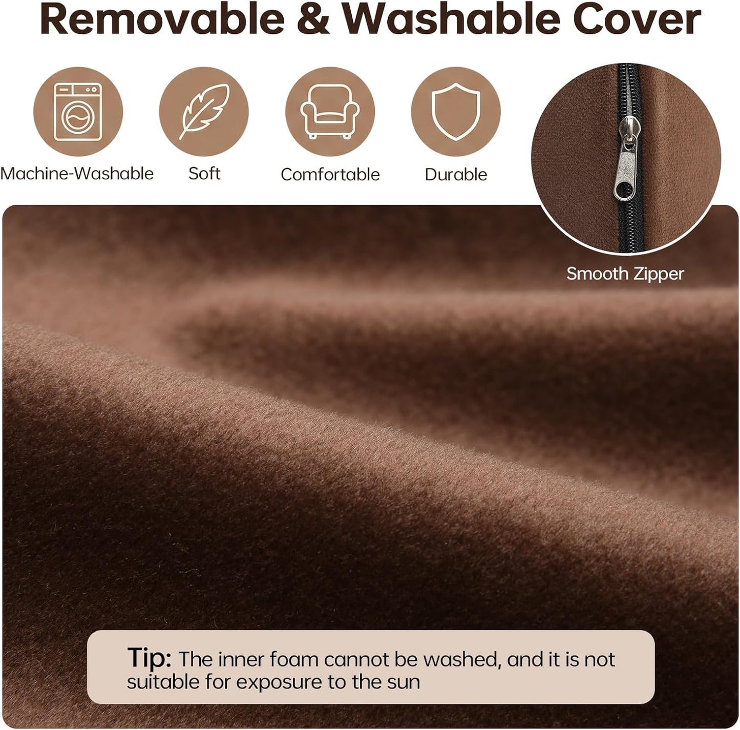 Vekkia Lumbar Support Pillow for Recliner, Ergonomic Back Support for Couch | Backrest Pillow, Improve Posture, Relieve Back Pain for Long Sitting & Elderly, for Armchair & Sofa, Removable Cover,Brown