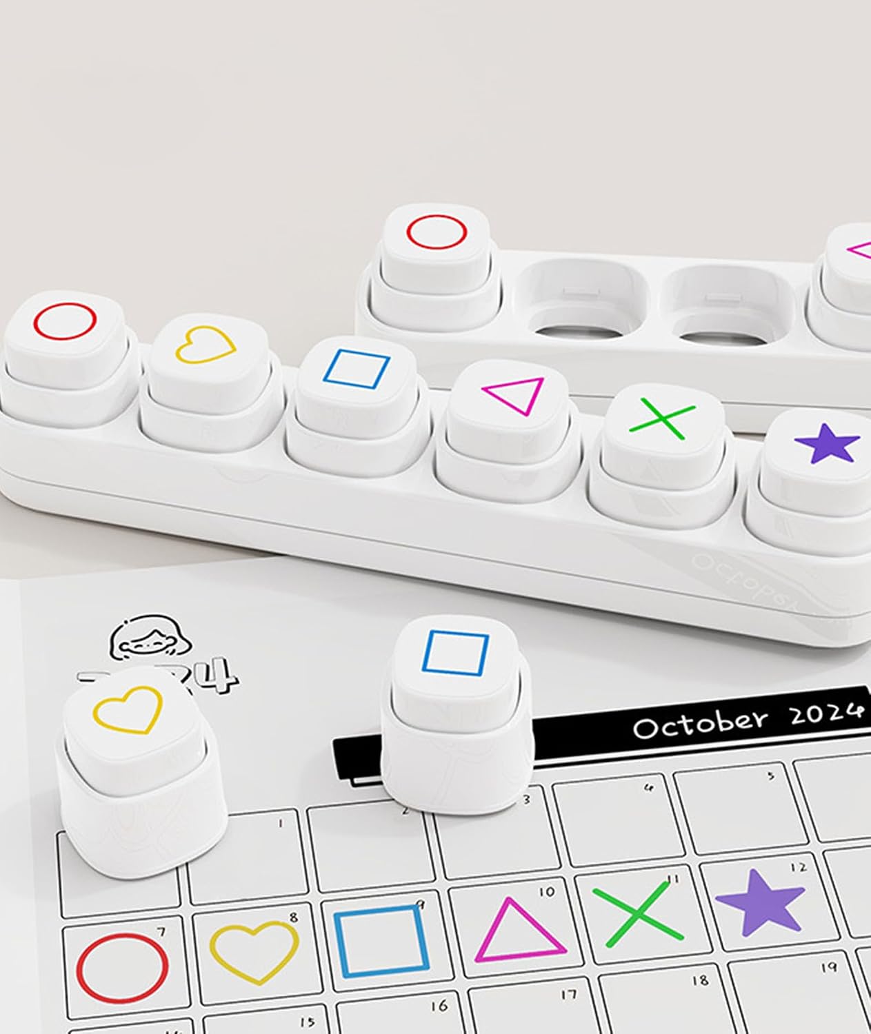 6-in-1 Pre Self-Inking Planner Stamp Set - Portable Emoticon Weather Themes Stamps with Storage Case for Bullet Journal, Scrapbooking, Travel, Daily Planning -100mm x 15mm (Quick-Dry Ink, 2pcs)