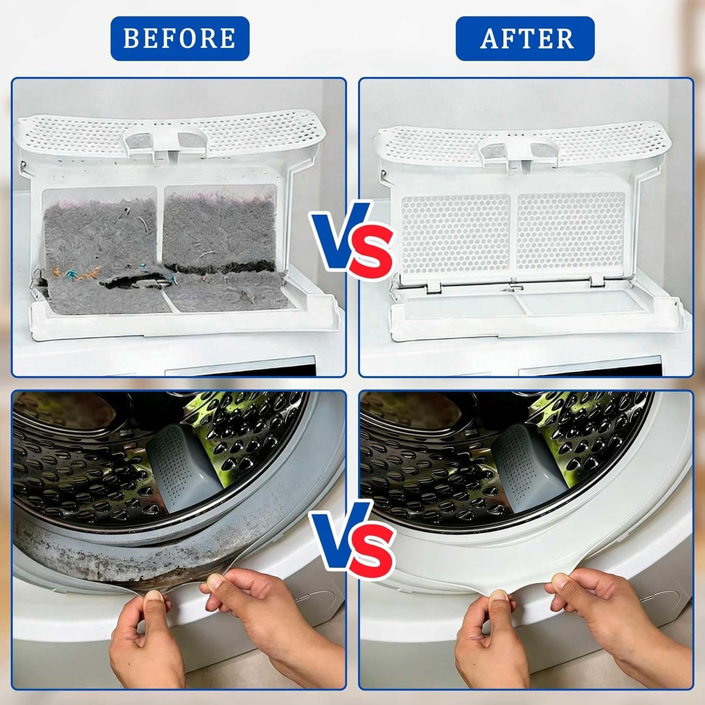 Dryer Vent Cleaner Kit with Dryer Vacuum Hose Attachment, 4-in-1 Multi-Lint Remover Brush, Suitable for Most Vacuum Cleaners for Efficient, Safe, and Thorough Dryer Lint Cleaner Tools (Blue)