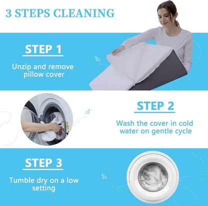 Wedge Pillow for Sleeping, Body Positioner for Side Sleepers | Back and Leg Support, Body Positioning, Pregnancy Support, Ankle Elevation, Memory Foam, Machine Washable Cover